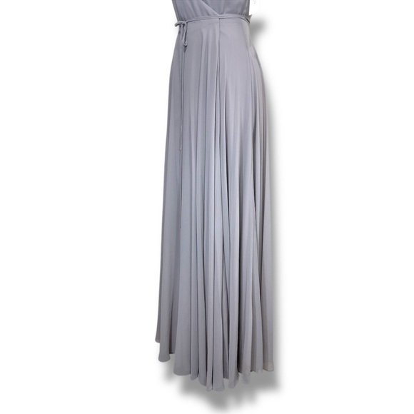 NWT Jenny Yoo James Luxe Chiffon Wrap Dress Opal Grey - Picture 4 of 10